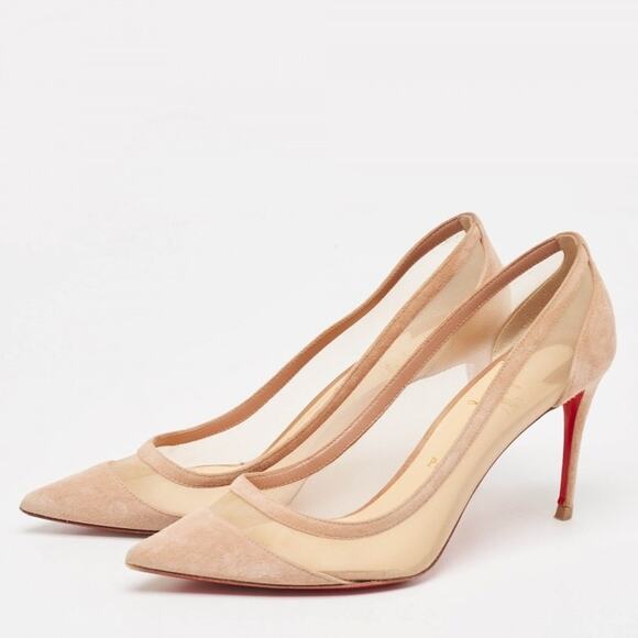 Beige Mesh & Suede Paulina Pumps – Christian Louboutin Made in Italy Size 41½ - Picture 2 of 6